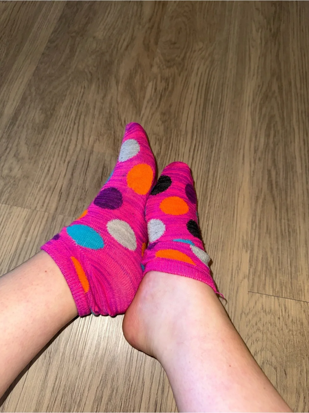 USED worn women’s No-Show Polka Dot Socks for Women in Bright Pink